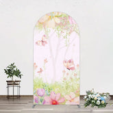 Lofaris Pink Butterfly Spring Cartoon Birthday Arch Backdrop
